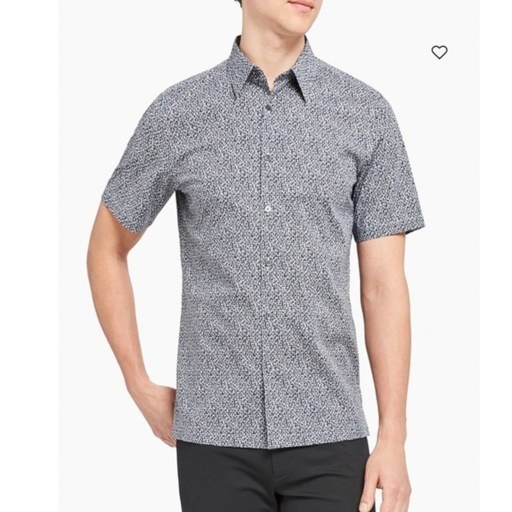 Theory Irving Short Sleeve Cast Print Black White Large